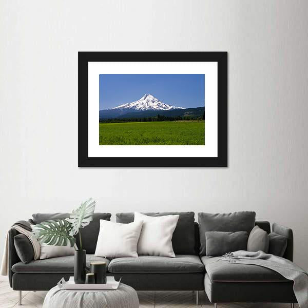 Pasture With View Of Mt Hood Canvas Wall Art-3 Horizontal-Gallery Wrap-25" x 16"-Tiaracle