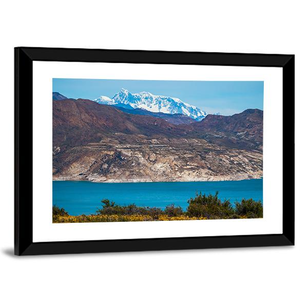 Patagonian Landscape With Mountains And Blue Lake Canvas Wall Art-3 Horizontal-Gallery Wrap-25" x 16"-Tiaracle