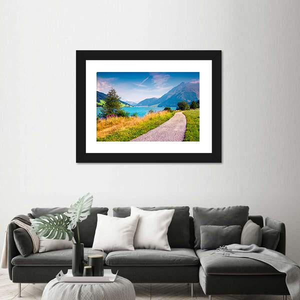 Path Around Resia Lake Canvas Wall Art-5 Horizontal-Gallery Wrap-22" x 12"-Tiaracle