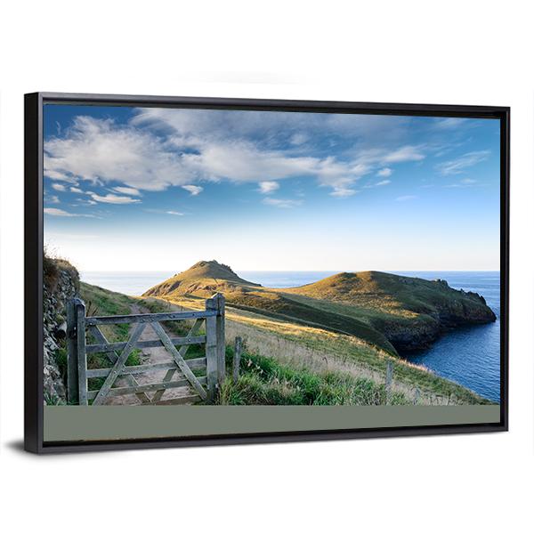 Path At Rumps On Atlantic Coast Of Cornwall Canvas Wall Art-3 Horizontal-Gallery Wrap-25" x 16"-Tiaracle