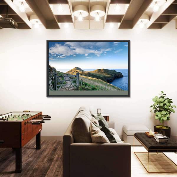 Path At Rumps On Atlantic Coast Of Cornwall Canvas Wall Art-3 Horizontal-Gallery Wrap-25" x 16"-Tiaracle