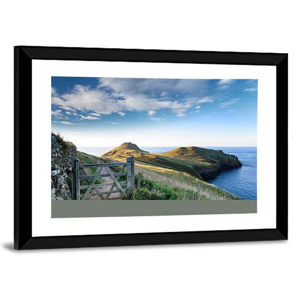 Path At Rumps On Atlantic Coast Of Cornwall Canvas Wall Art-3 Horizontal-Gallery Wrap-25" x 16"-Tiaracle