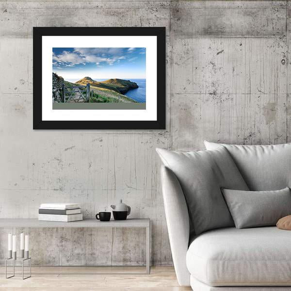 Path At Rumps On Atlantic Coast Of Cornwall Canvas Wall Art-3 Horizontal-Gallery Wrap-25" x 16"-Tiaracle