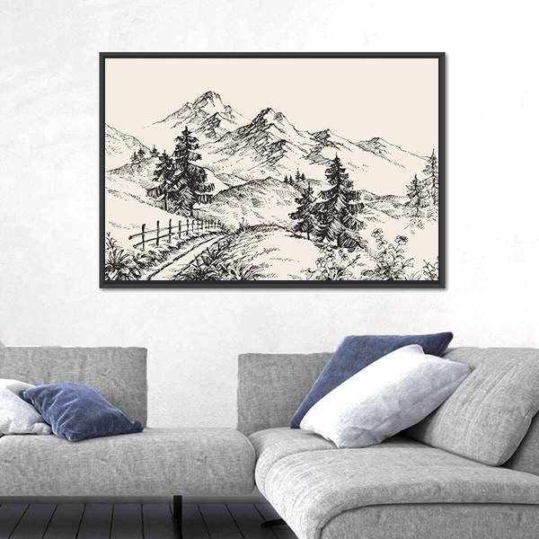 Path In The Mountains Canvas Wall Art-3 Horizontal-Gallery Wrap-25" x 16"-Tiaracle