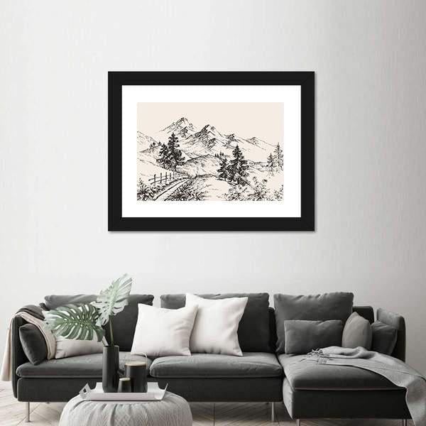 Path In The Mountains Canvas Wall Art-3 Horizontal-Gallery Wrap-25" x 16"-Tiaracle