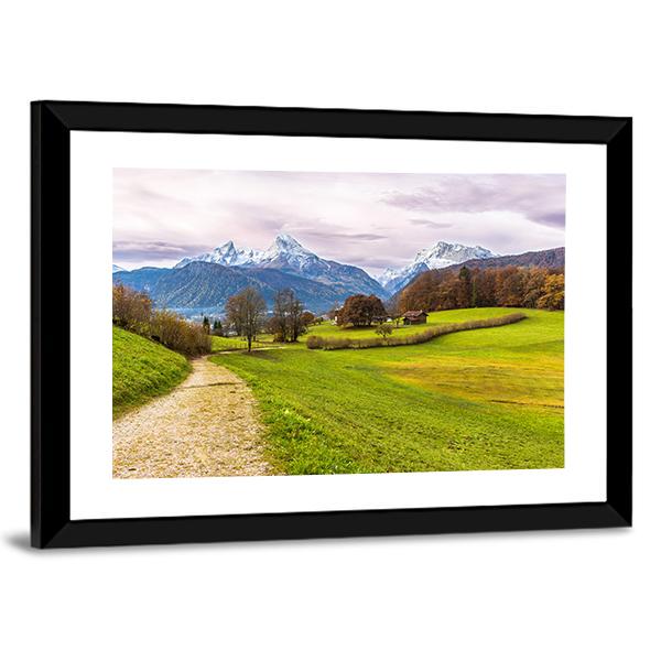 Path With Famous Watzmann Mountain Canvas Wall Art-3 Horizontal-Gallery Wrap-25" x 16"-Tiaracle