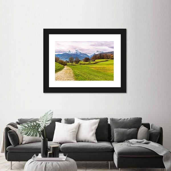 Path With Famous Watzmann Mountain Canvas Wall Art-3 Horizontal-Gallery Wrap-25" x 16"-Tiaracle