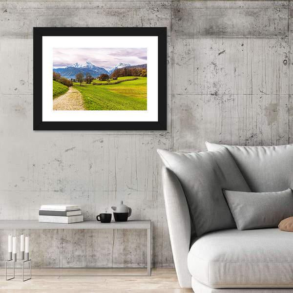 Path With Famous Watzmann Mountain Canvas Wall Art-3 Horizontal-Gallery Wrap-25" x 16"-Tiaracle