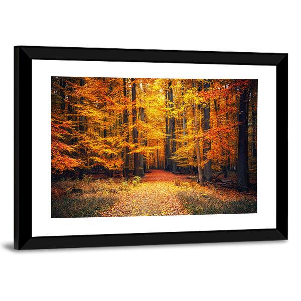 Pathway In The Autumn Park Canvas Wall Art-3 Horizontal-Gallery Wrap-25" x 16"-Tiaracle