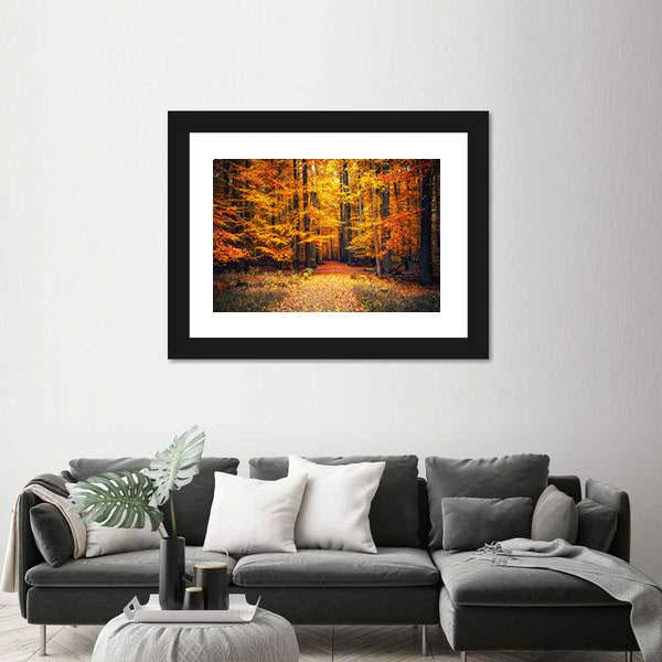 Pathway In The Autumn Park Canvas Wall Art-3 Horizontal-Gallery Wrap-25" x 16"-Tiaracle