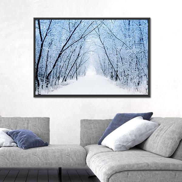 Pathway In Winter Canvas Wall Art-3 Horizontal-Gallery Wrap-25" x 16"-Tiaracle