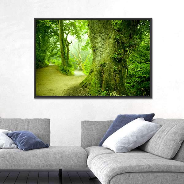 Pathway Leading Into A Forest Canvas Wall Art-3 Horizontal-Gallery Wrap-25" x 16"-Tiaracle