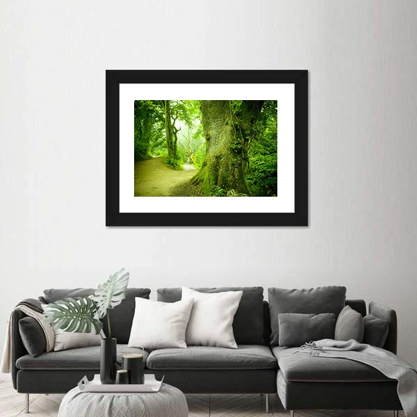 Pathway Leading Into A Forest Canvas Wall Art-3 Horizontal-Gallery Wrap-25" x 16"-Tiaracle