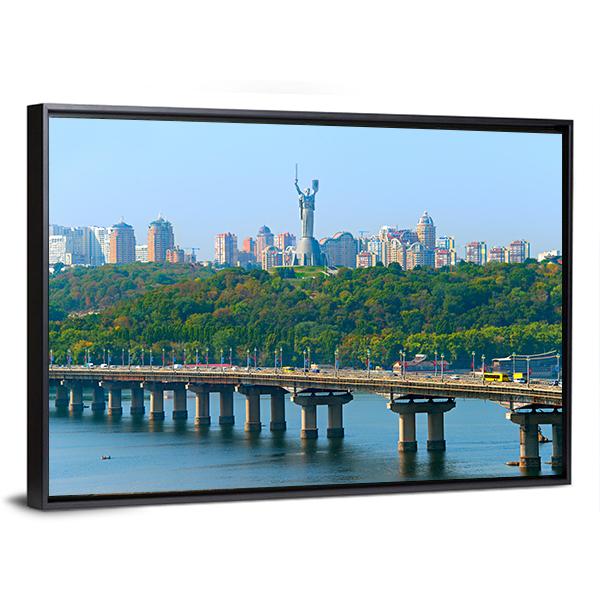 Paton Bridge Over The River Dnieper Canvas Wall Art-3 Horizontal-Gallery Wrap-25" x 16"-Tiaracle