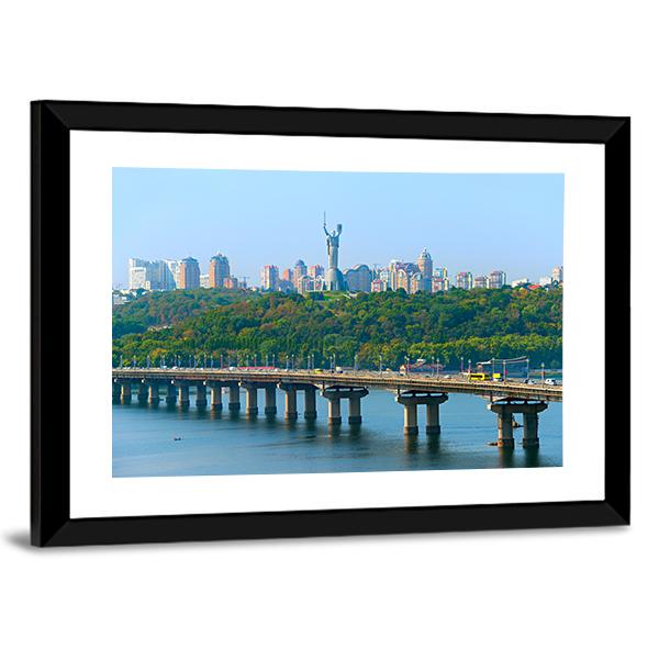 Paton Bridge Over The River Dnieper Canvas Wall Art-3 Horizontal-Gallery Wrap-25" x 16"-Tiaracle