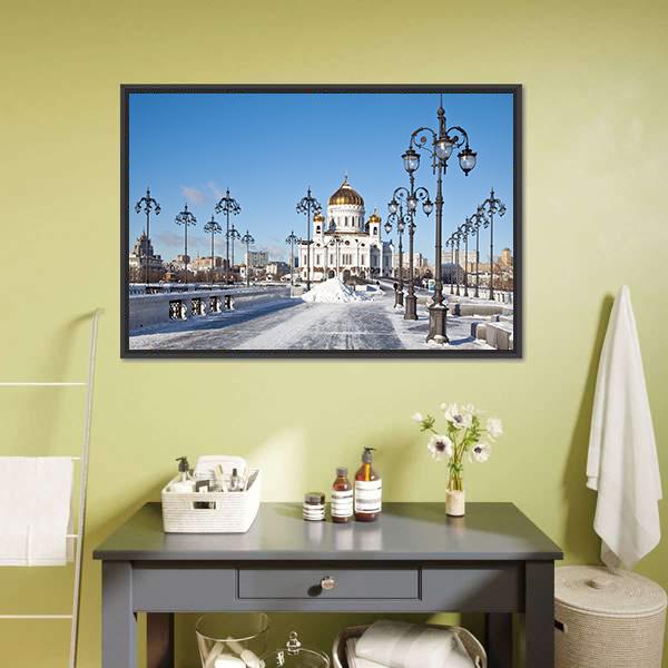 Patriarch Bridge In Winter Canvas Wall Art-1 Piece-Floating Frame-24" x 16"-Tiaracle