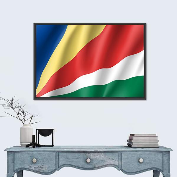 Patriotic National Flag Of Sychelles Canvas Wall Art-1 Piece-Floating Frame-24" x 16"-Tiaracle