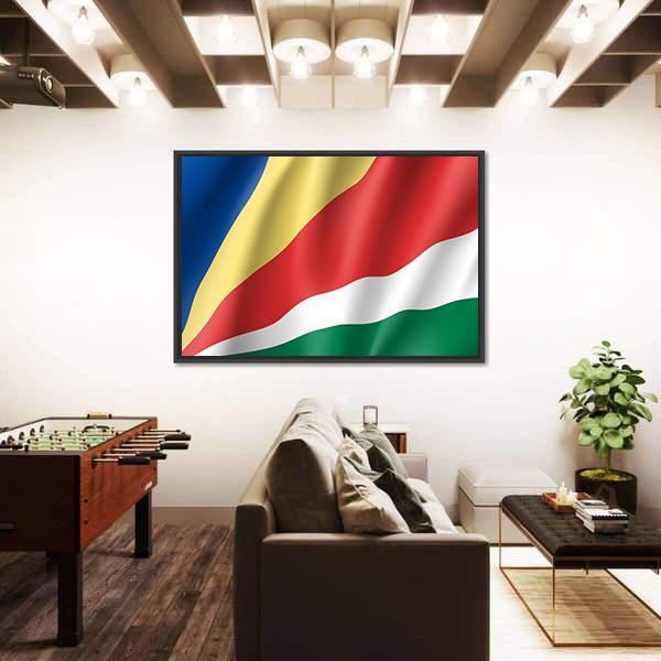 Patriotic National Flag Of Sychelles Canvas Wall Art-5 Horizontal-Gallery Wrap-22" x 12"-Tiaracle