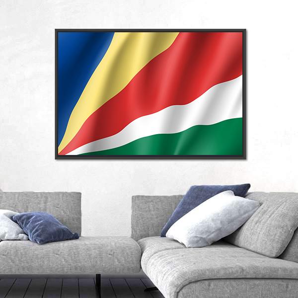 Patriotic National Flag Of Sychelles Canvas Wall Art-5 Horizontal-Gallery Wrap-22" x 12"-Tiaracle