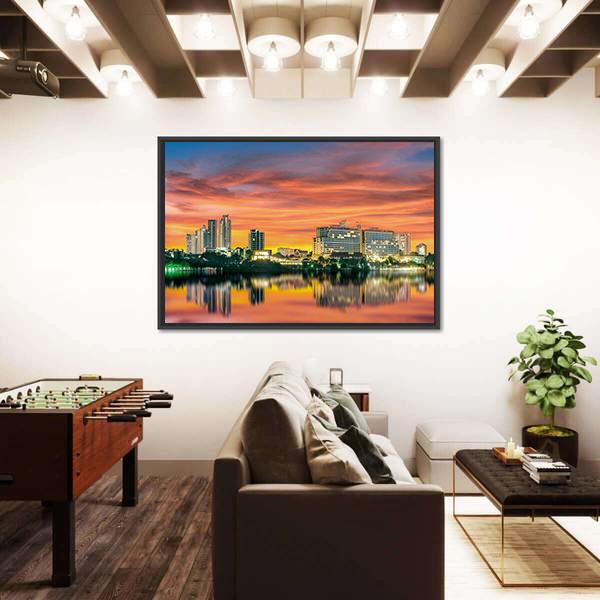 Pattaya City In Night Light Canvas Wall Art-5 Horizontal-Gallery Wrap-22" x 12"-Tiaracle