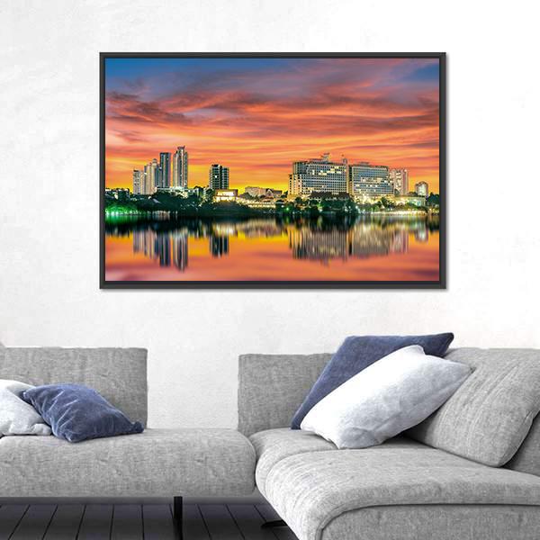 Pattaya City In Night Light Canvas Wall Art-5 Horizontal-Gallery Wrap-22" x 12"-Tiaracle
