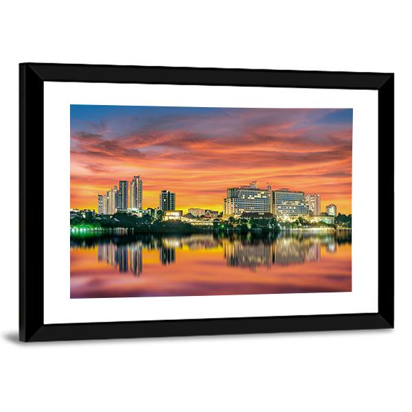 Pattaya City In Night Light Canvas Wall Art-5 Horizontal-Gallery Wrap-22" x 12"-Tiaracle