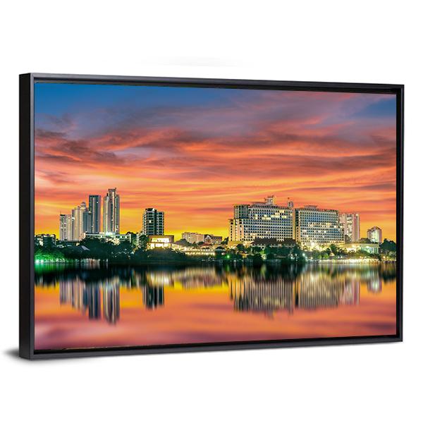 Pattaya City In Night Light Canvas Wall Art-5 Horizontal-Gallery Wrap-22" x 12"-Tiaracle