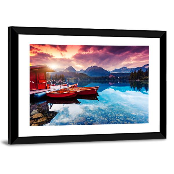 Peaceful Mountain Lake In Slovakia Canvas Wall Art-3 Horizontal-Gallery Wrap-25" x 16"-Tiaracle