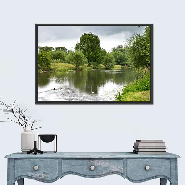Peaceful River Soar Canvas Wall Art-1 Piece-Floating Frame-24" x 16"-Tiaracle