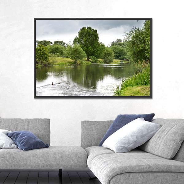Peaceful River Soar Canvas Wall Art-3 Horizontal-Gallery Wrap-25" x 16"-Tiaracle