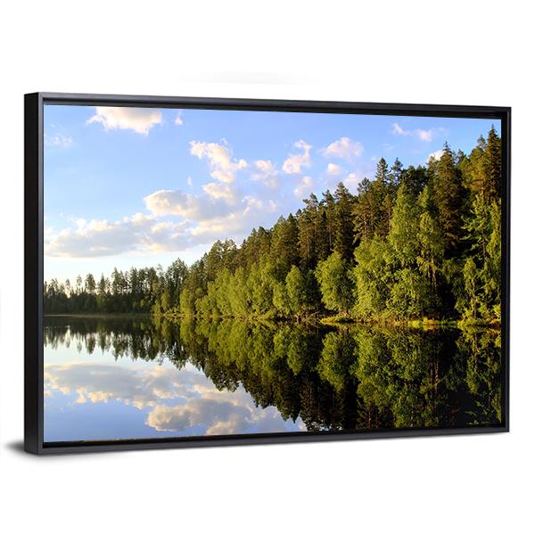 Peaceful Scenery At A Lake Canvas Wall Art-3 Horizontal-Gallery Wrap-25" x 16"-Tiaracle