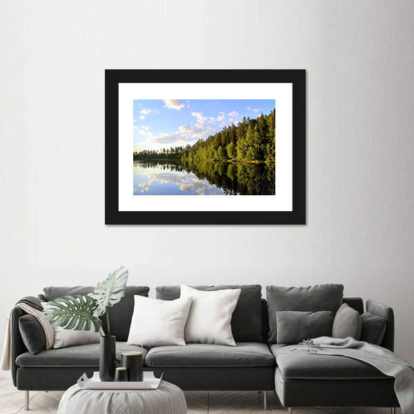 Peaceful Scenery At A Lake Canvas Wall Art-3 Horizontal-Gallery Wrap-25" x 16"-Tiaracle