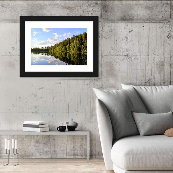 Peaceful Scenery At A Lake Canvas Wall Art-3 Horizontal-Gallery Wrap-25" x 16"-Tiaracle