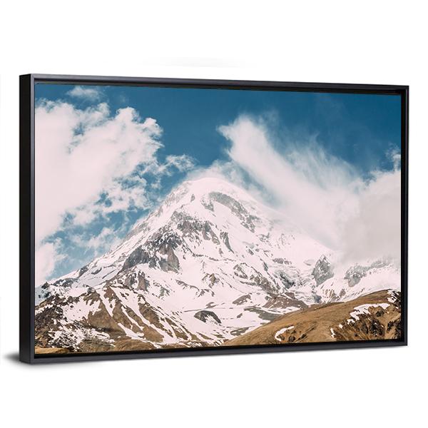 Peak Of Mount Kazbek Canvas Wall Art-3 Horizontal-Gallery Wrap-25" x 16"-Tiaracle