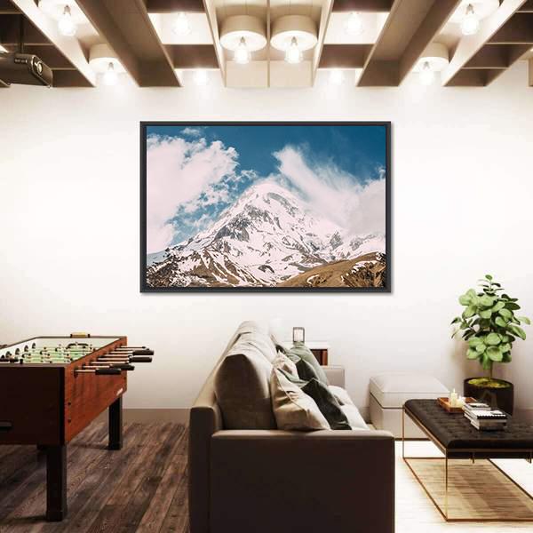 Peak Of Mount Kazbek Canvas Wall Art-3 Horizontal-Gallery Wrap-25" x 16"-Tiaracle