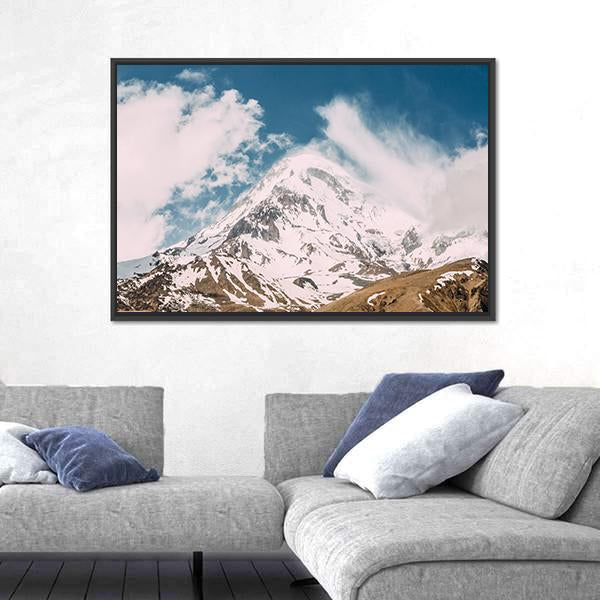 Peak Of Mount Kazbek Canvas Wall Art-3 Horizontal-Gallery Wrap-25" x 16"-Tiaracle