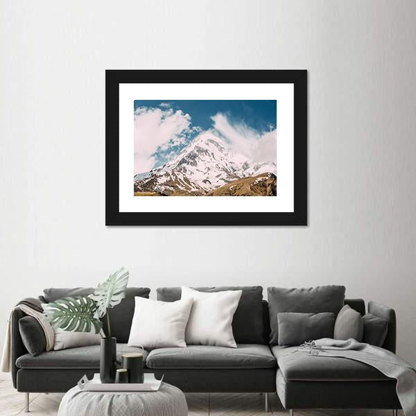 Peak Of Mount Kazbek Canvas Wall Art-3 Horizontal-Gallery Wrap-25" x 16"-Tiaracle