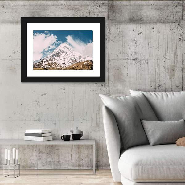 Peak Of Mount Kazbek Canvas Wall Art-3 Horizontal-Gallery Wrap-25" x 16"-Tiaracle