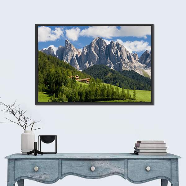 Peaks Of The Odle Group Canvas Wall Art-1 Piece-Floating Frame-24" x 16"-Tiaracle