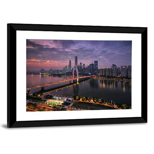 Pearl River New Town In Tianhe Canvas Wall Art-5 Horizontal-Gallery Wrap-22" x 12"-Tiaracle