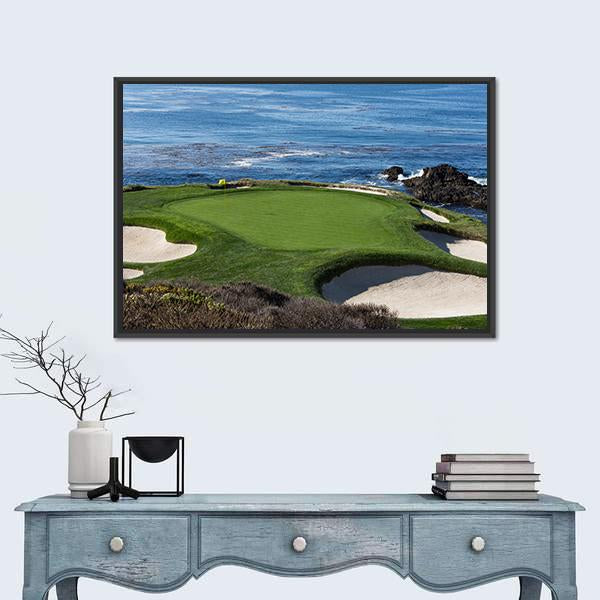 Pebble Beach Golf Link California Canvas Wall Art-1 Piece-Floating Frame-24" x 16"-Tiaracle