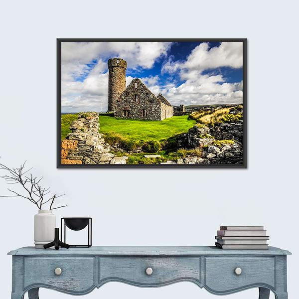 Peel Castle's Tower Canvas Wall Art-1 Piece-Floating Frame-24" x 16"-Tiaracle