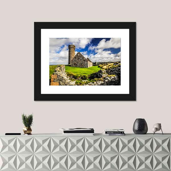 Peel Castle's Tower Canvas Wall Art-1 Piece-Framed Print-20" x 16"-Tiaracle
