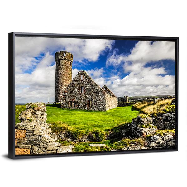 Peel Castle's Tower Canvas Wall Art-3 Horizontal-Gallery Wrap-25" x 16"-Tiaracle