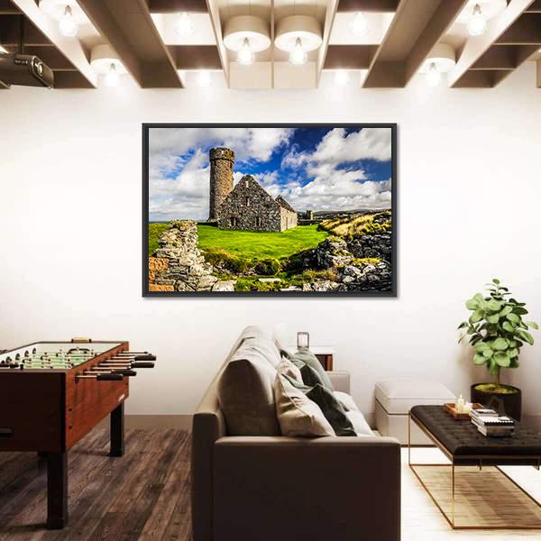 Peel Castle's Tower Canvas Wall Art-3 Horizontal-Gallery Wrap-25" x 16"-Tiaracle