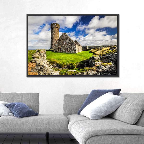 Peel Castle's Tower Canvas Wall Art-5 Horizontal-Gallery Wrap-22" x 12"-Tiaracle