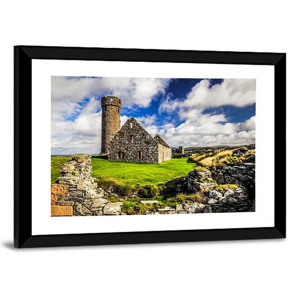 Peel Castle's Tower Canvas Wall Art-5 Horizontal-Gallery Wrap-22" x 12"-Tiaracle