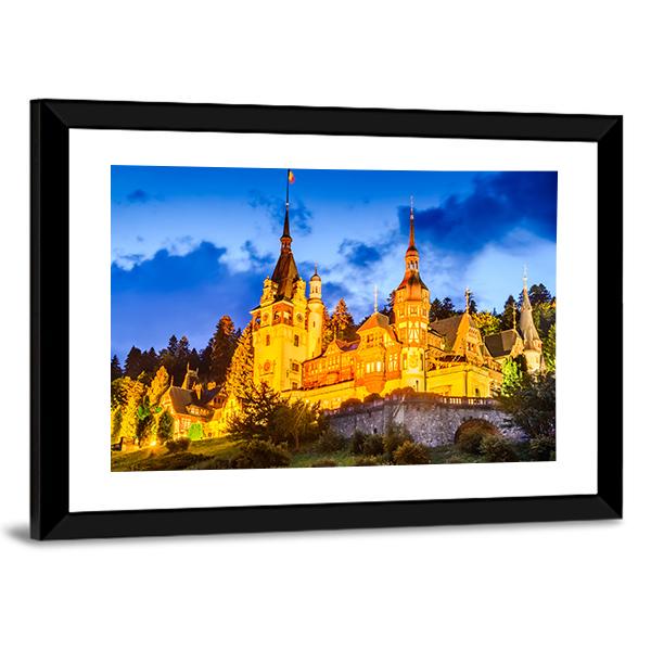 Peles Castle Romania Canvas Wall Art-5 Horizontal-Gallery Wrap-22" x 12"-Tiaracle