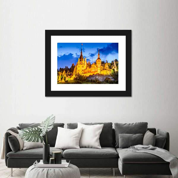 Peles Castle Romania Canvas Wall Art-5 Horizontal-Gallery Wrap-22" x 12"-Tiaracle