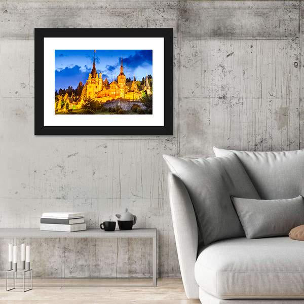 Peles Castle Romania Canvas Wall Art-5 Horizontal-Gallery Wrap-22" x 12"-Tiaracle